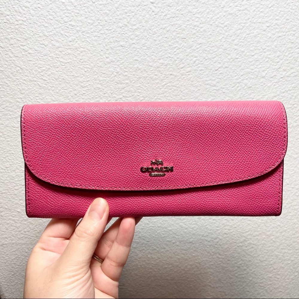 COACH SOFT LONG WALLET IN CROSSGRAIN LEATHER